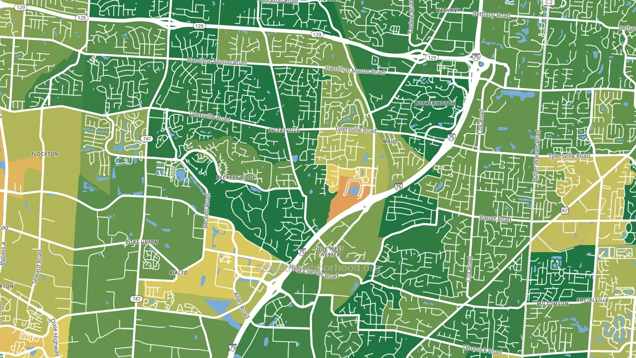 West Chester, OH block-group voter-turnout map