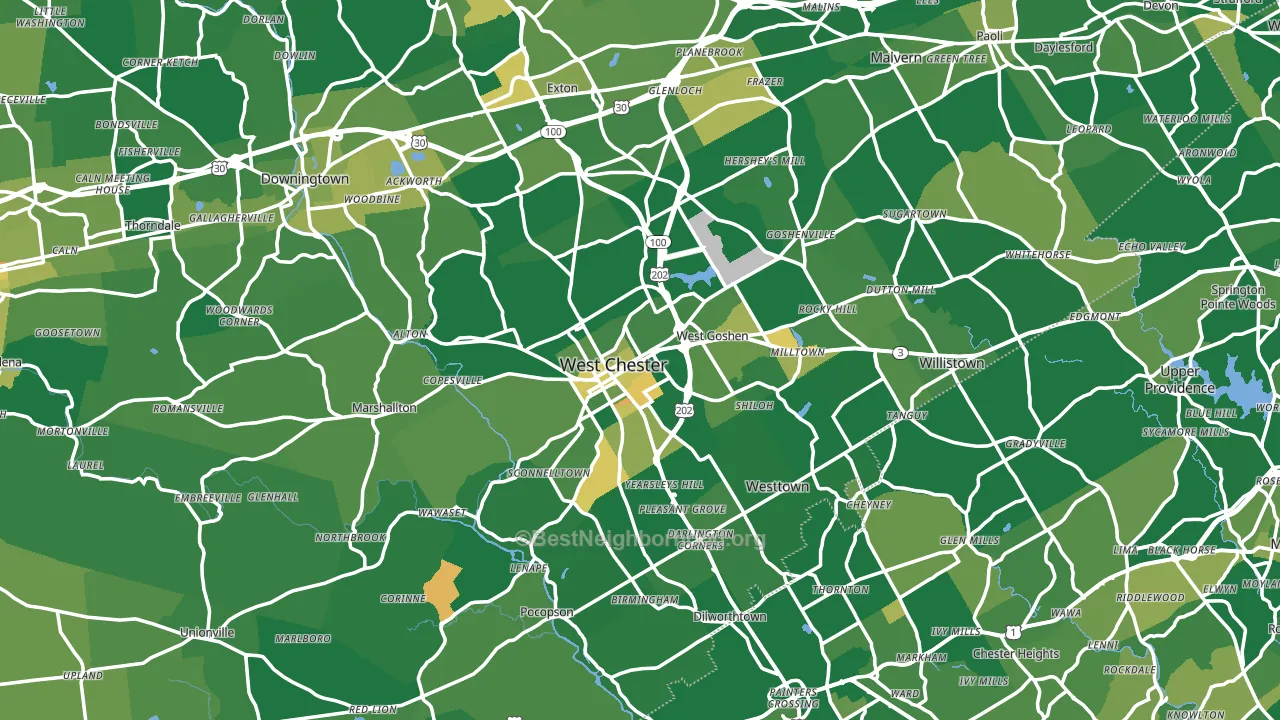 West Chester, PA block-group voter-turnout map