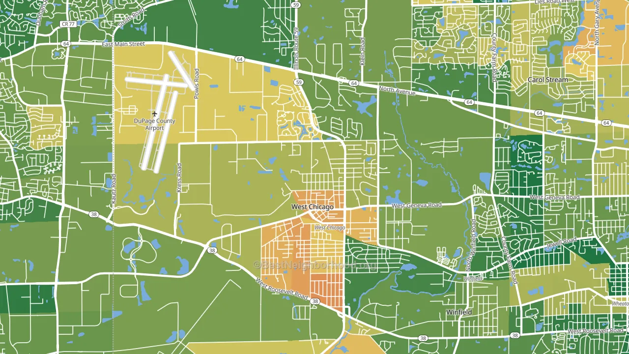 West Chicago, IL block-group voter-turnout map