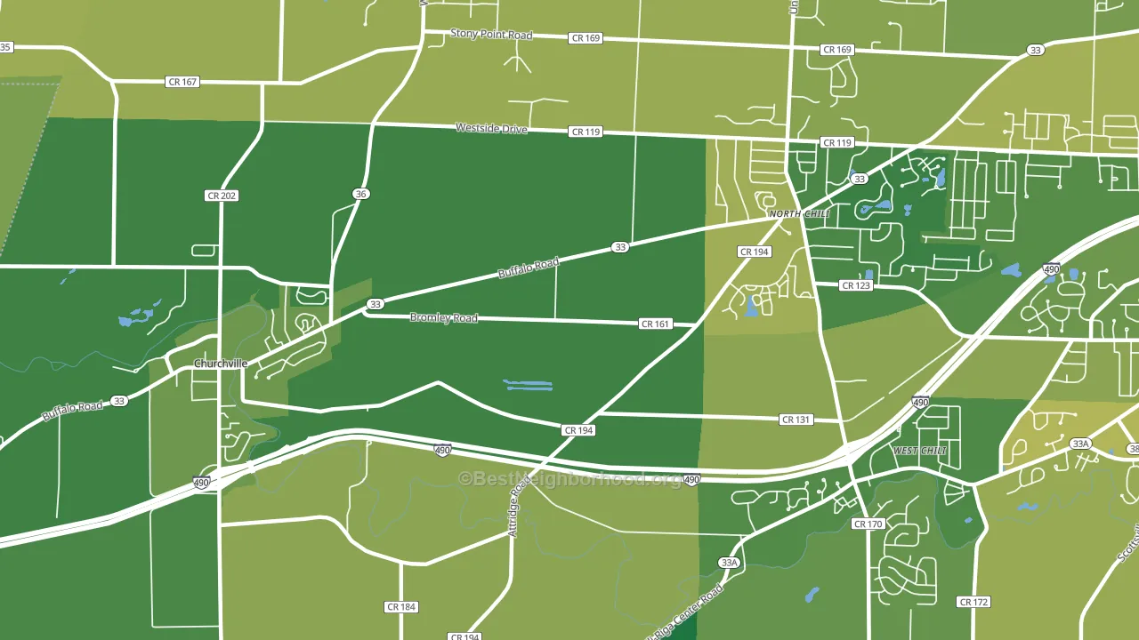 West Chili, NY block-group voter-turnout map
