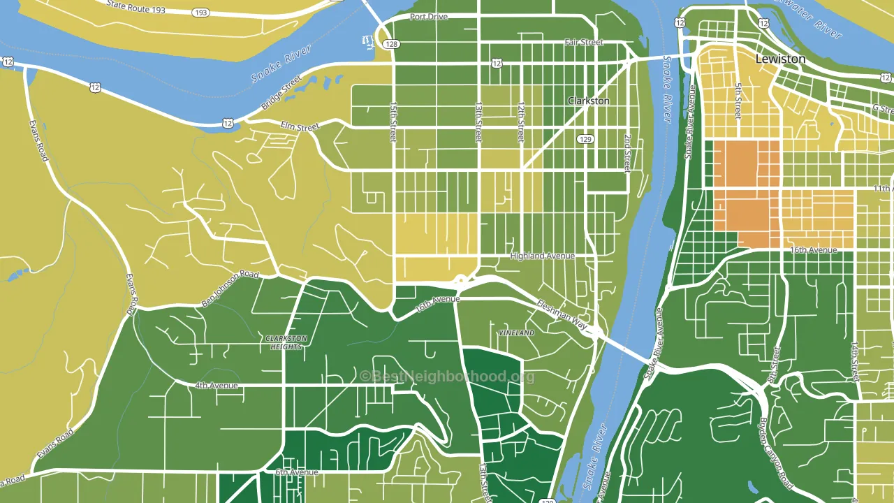 West Clarkston-Highland, WA block-group voter-turnout map
