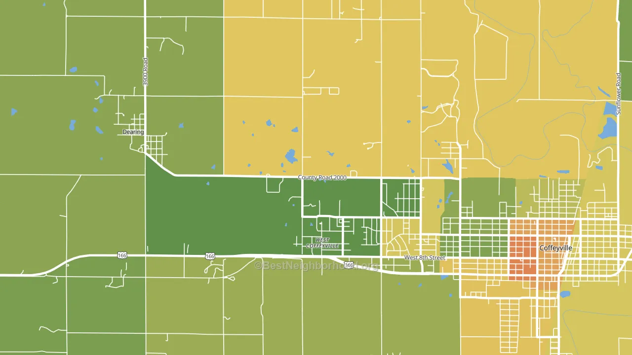 West Coffeyville, KS block-group voter-turnout map