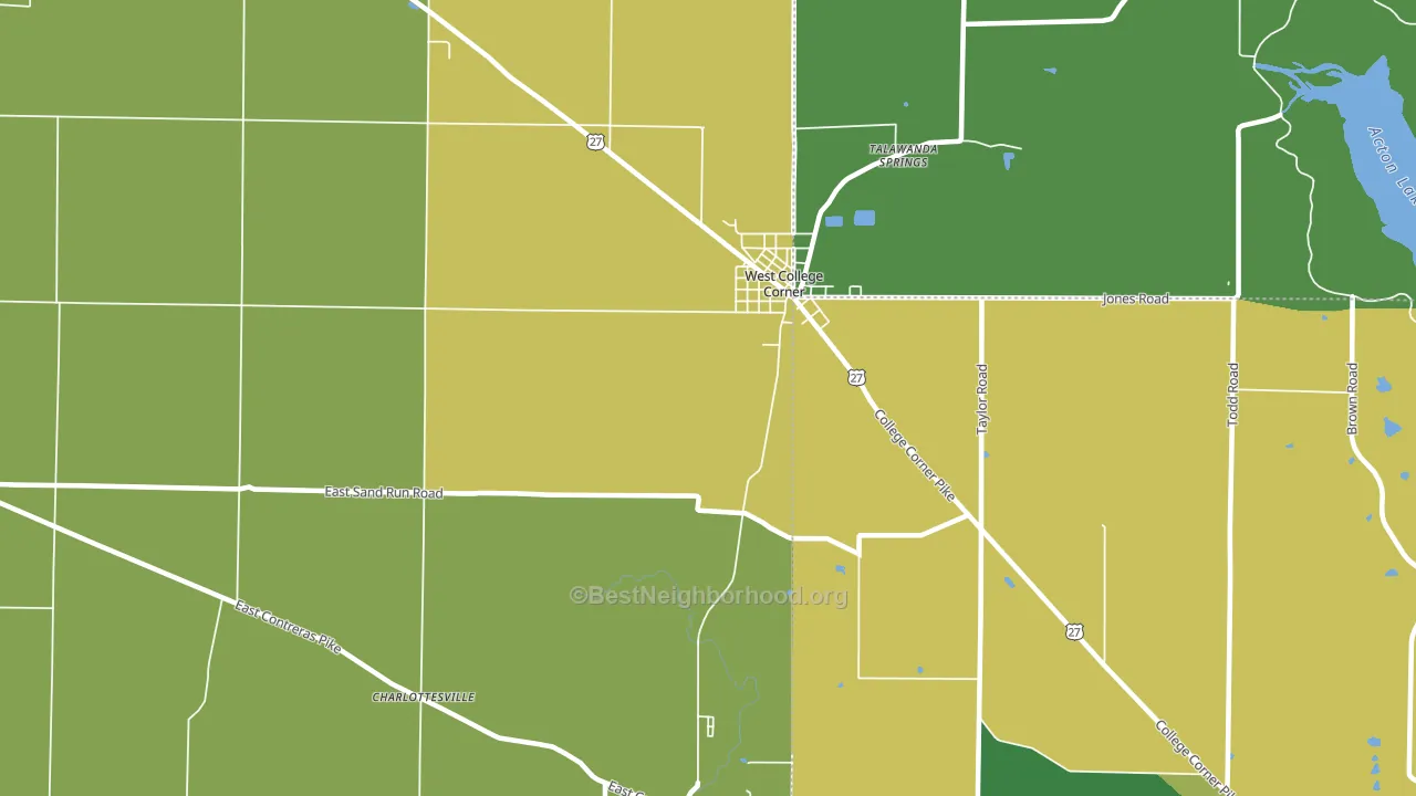 West College Corner, IN block-group voter-turnout map
