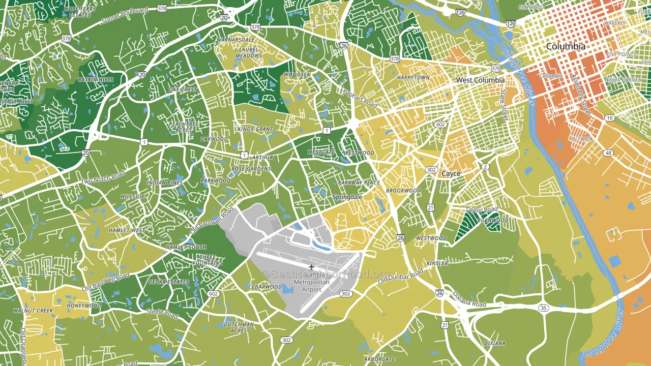 West Columbia, SC block-group voter-turnout map