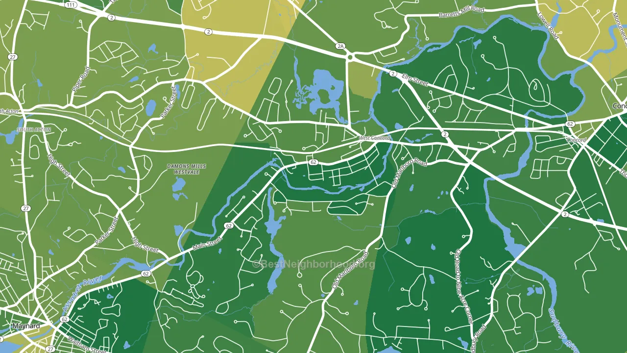 West Concord, MA block-group voter-turnout map