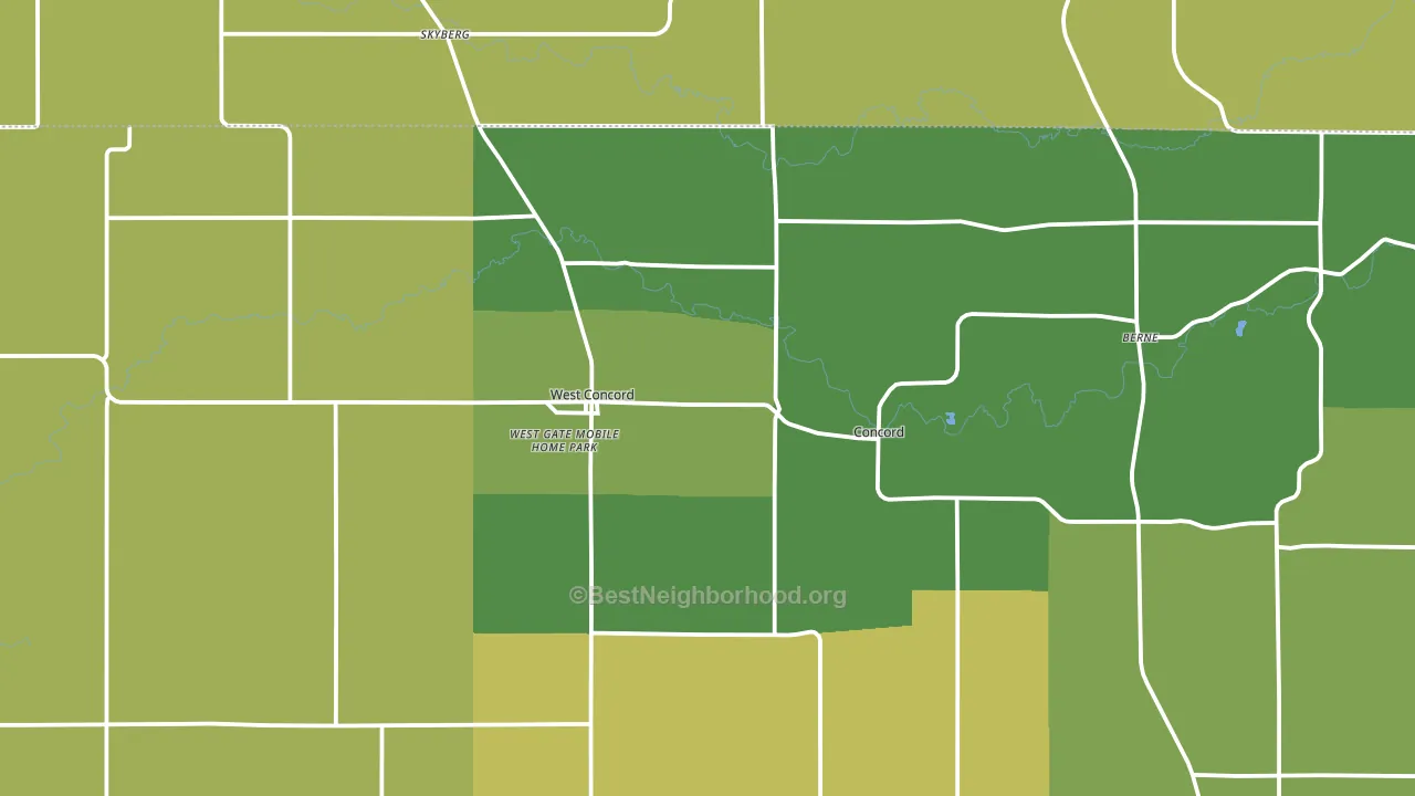 West Concord, MN block-group voter-turnout map