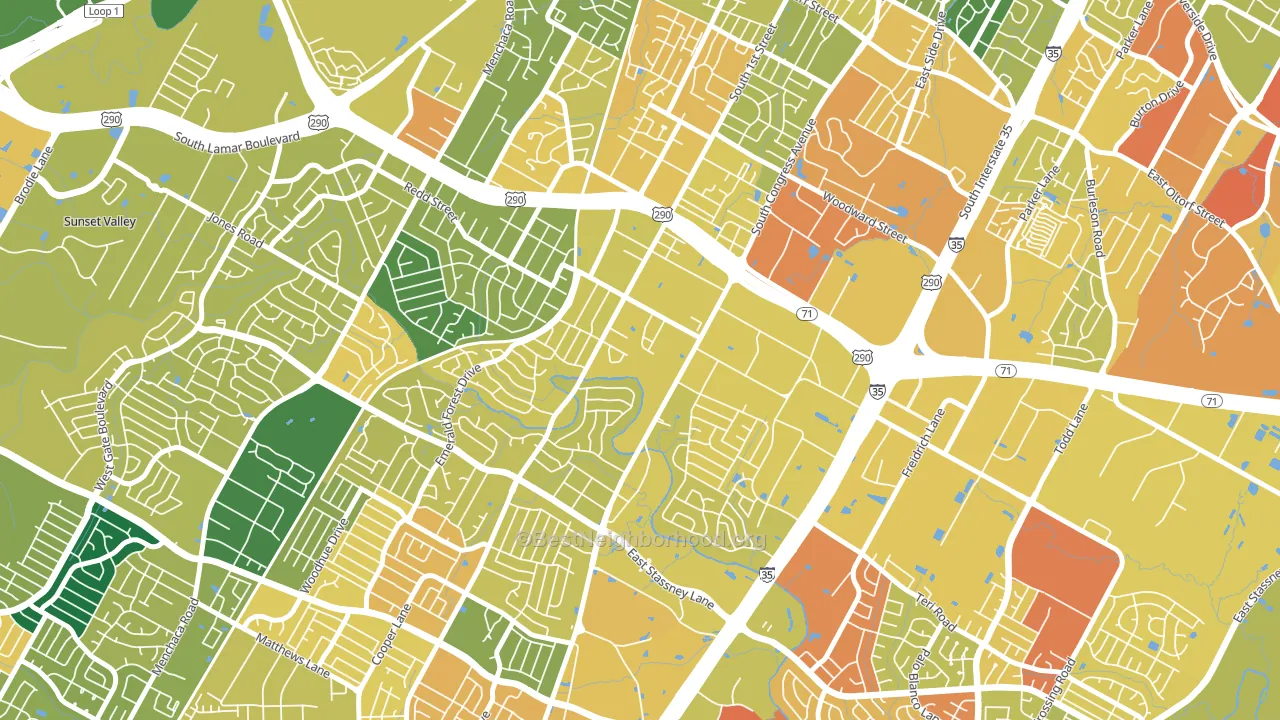 West Congress, Austin, TX block-group voter-turnout map