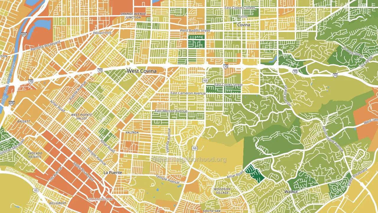 West Covina, CA block-group voter-turnout map