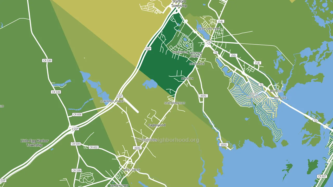 West Creek, NJ block-group voter-turnout map