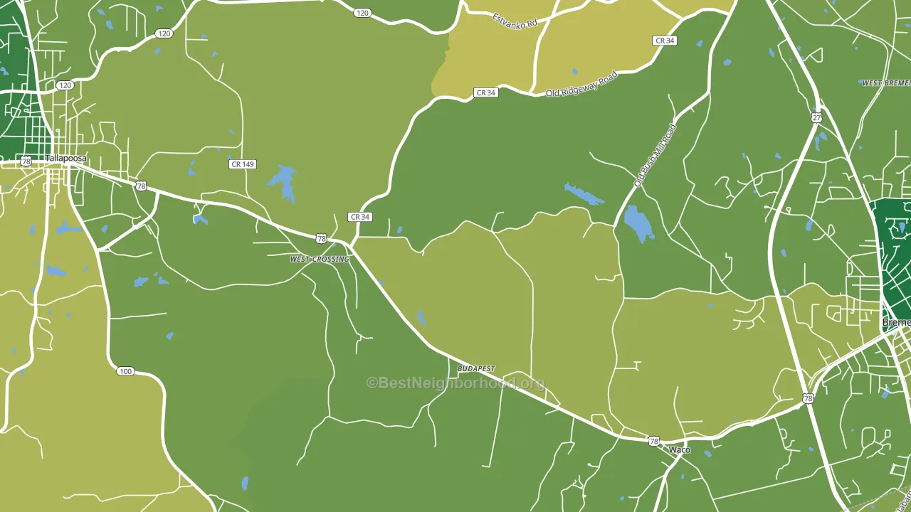 West Crossing, GA block-group voter-turnout map