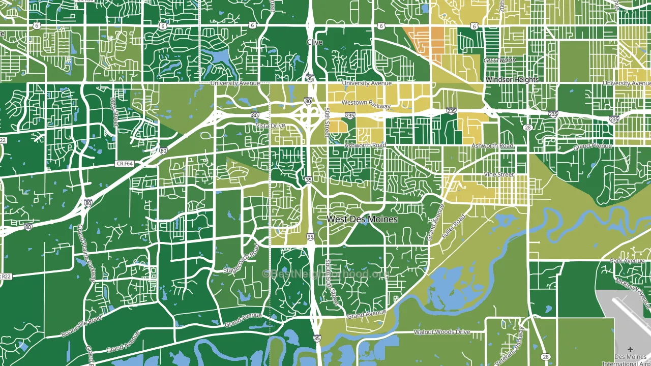 West Des Moines, IA block-group voter-turnout map