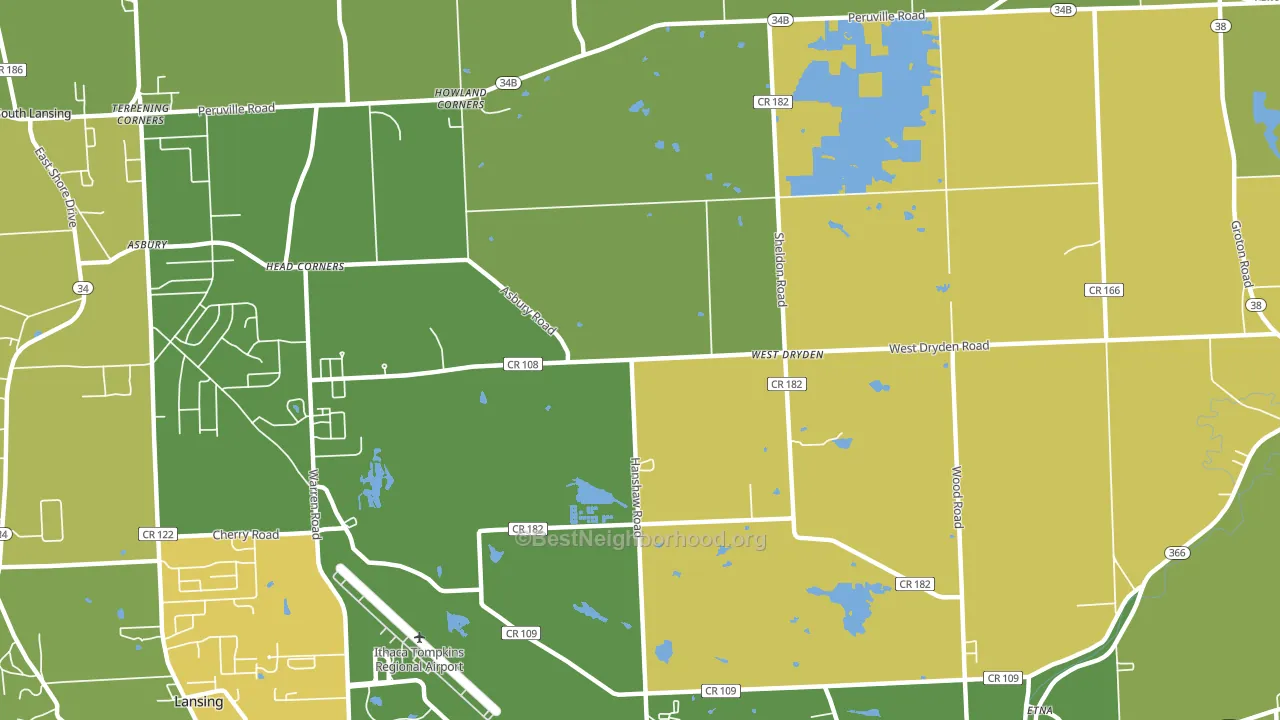 West Dryden, NY block-group voter-turnout map