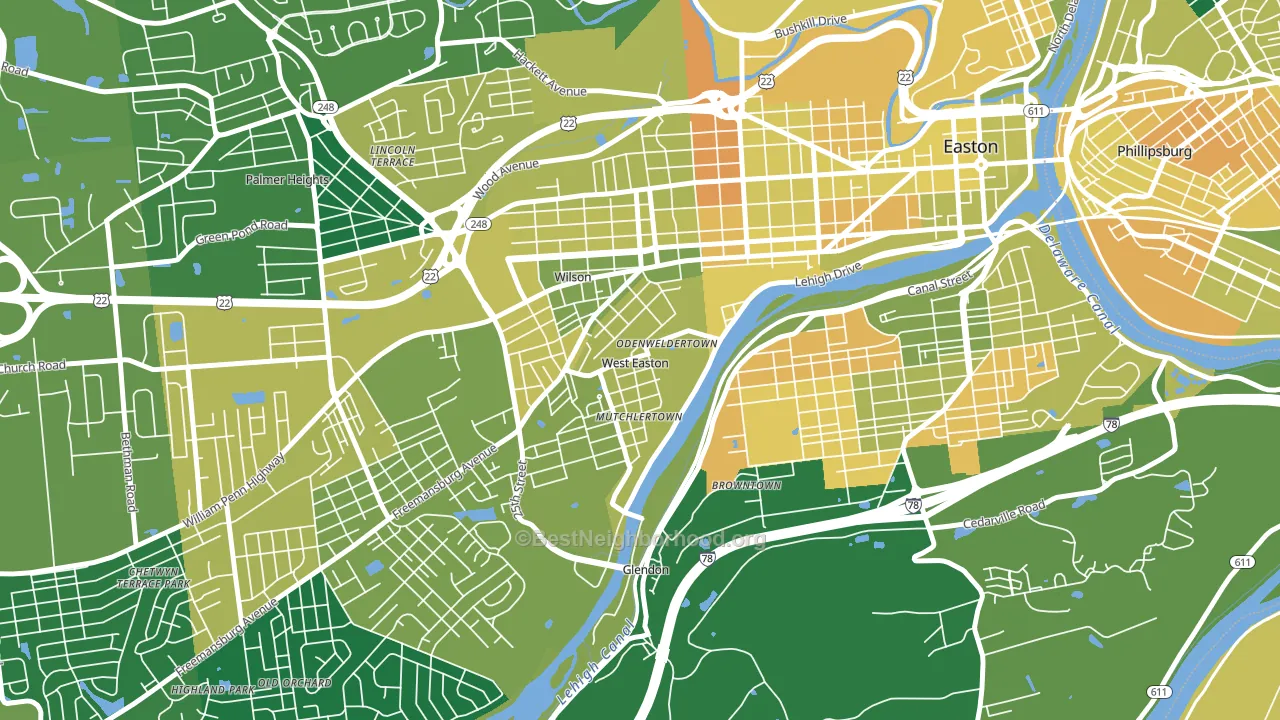 West Easton, PA block-group voter-turnout map