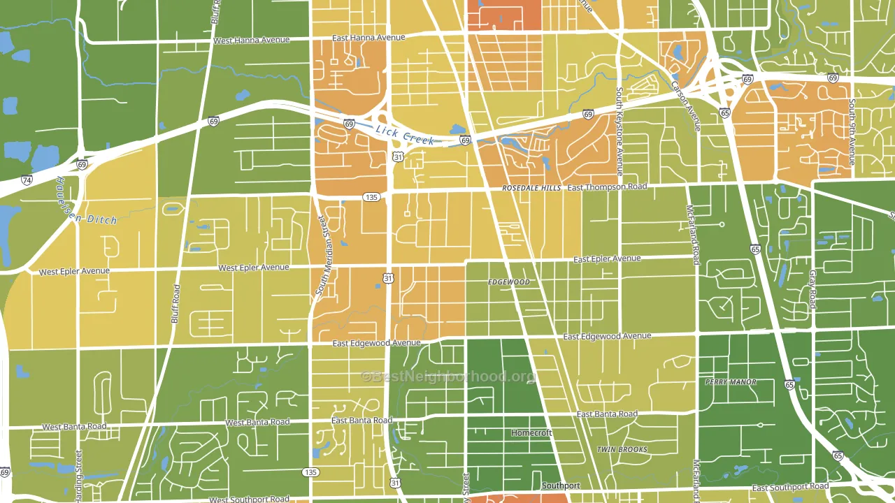 West Edgewood, Indianapolis, IN block-group voter-turnout map