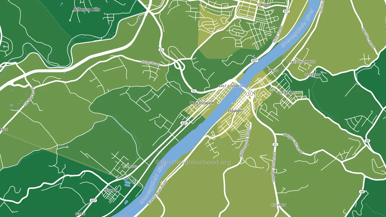 West Elizabeth, PA block-group voter-turnout map