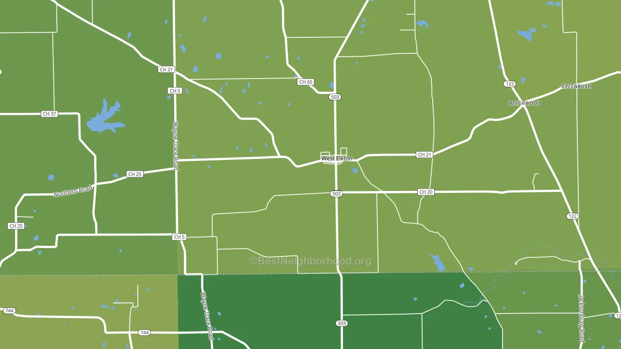 West Elkton, OH block-group voter-turnout map
