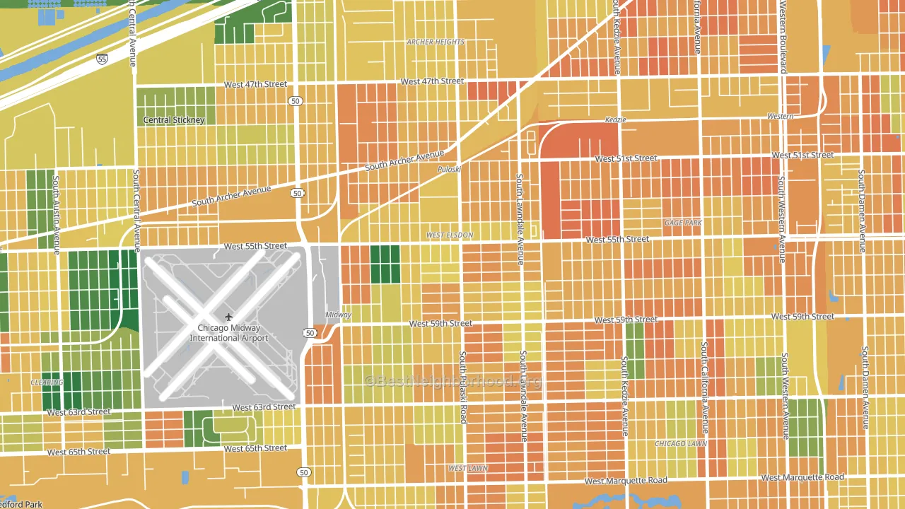 West Elsdon, Chicago, IL block-group voter-turnout map