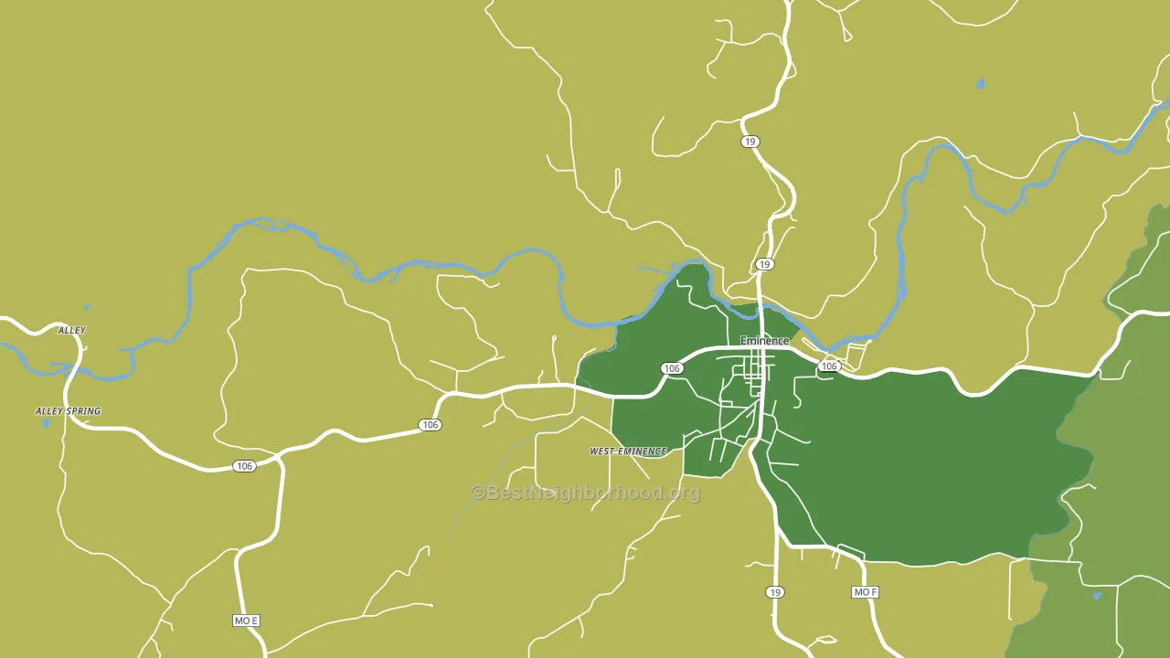 West Eminence, MO block-group voter-turnout map