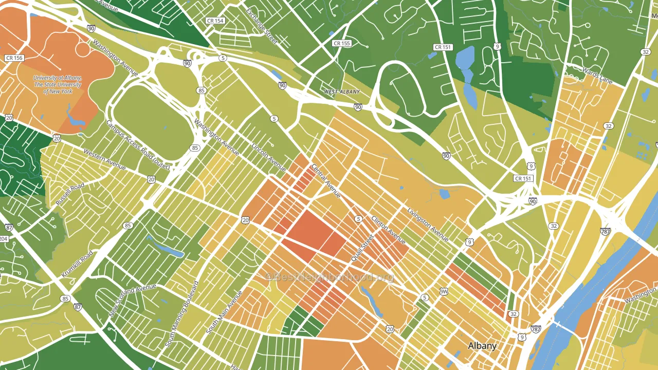 West End, Albany, NY block-group voter-turnout map