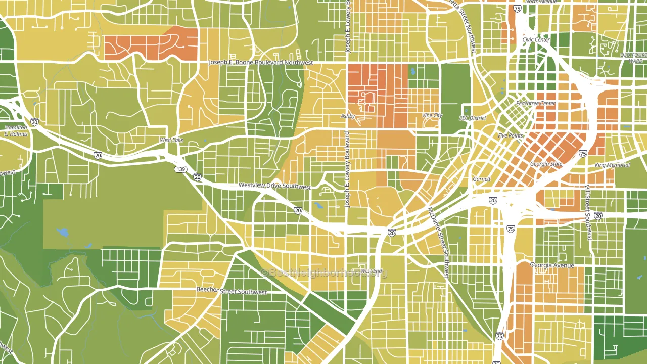 West End, Atlanta, GA block-group voter-turnout map