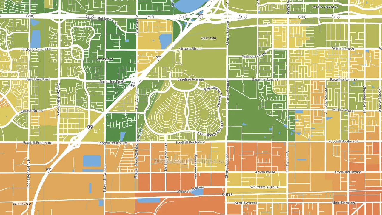 West End, Fontana, CA block-group voter-turnout map