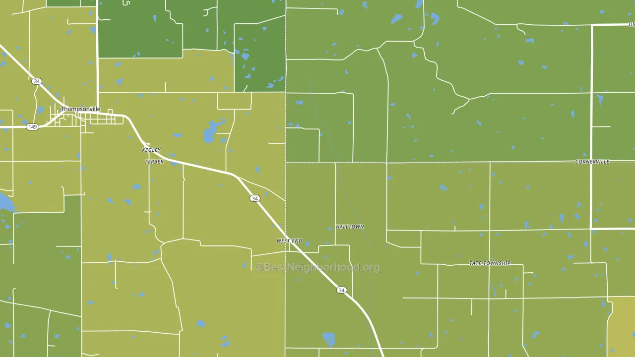 West End, IL block-group voter-turnout map