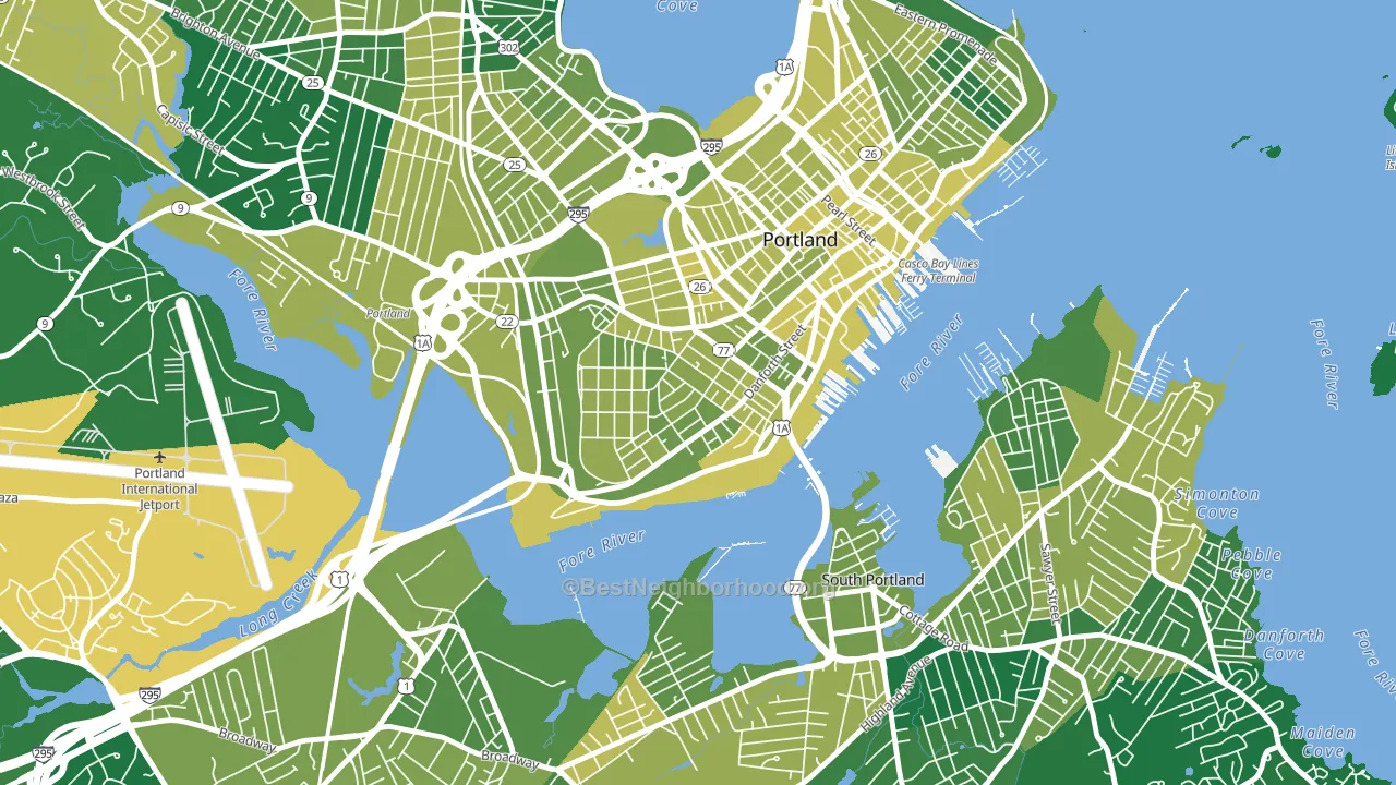 West End, Portland, ME block-group voter-turnout map