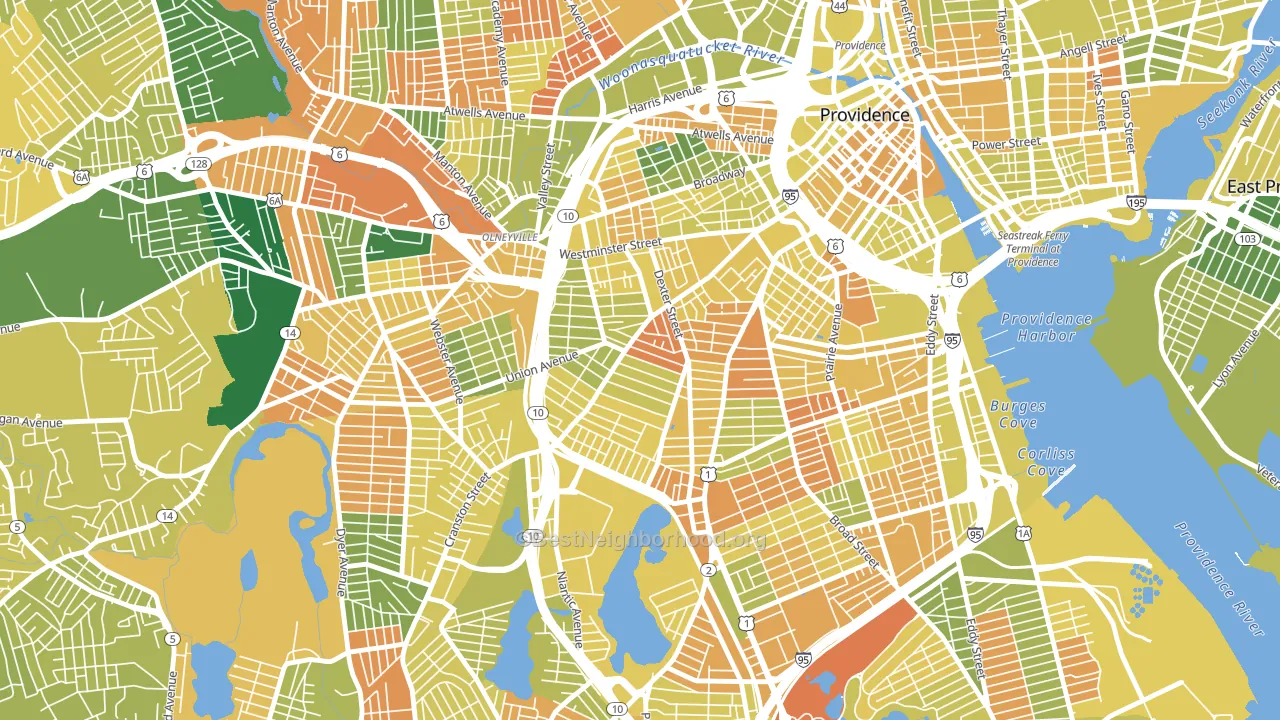 West End, Providence, RI block-group voter-turnout map