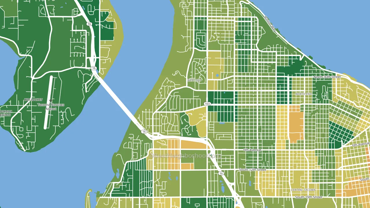 West End, Tacoma, WA block-group voter-turnout map