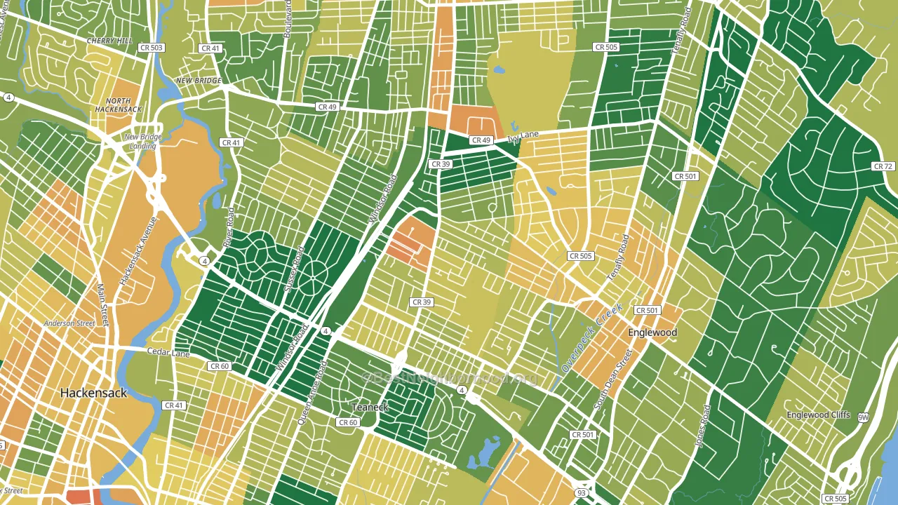 West Englewood, Teaneck, NJ block-group voter-turnout map