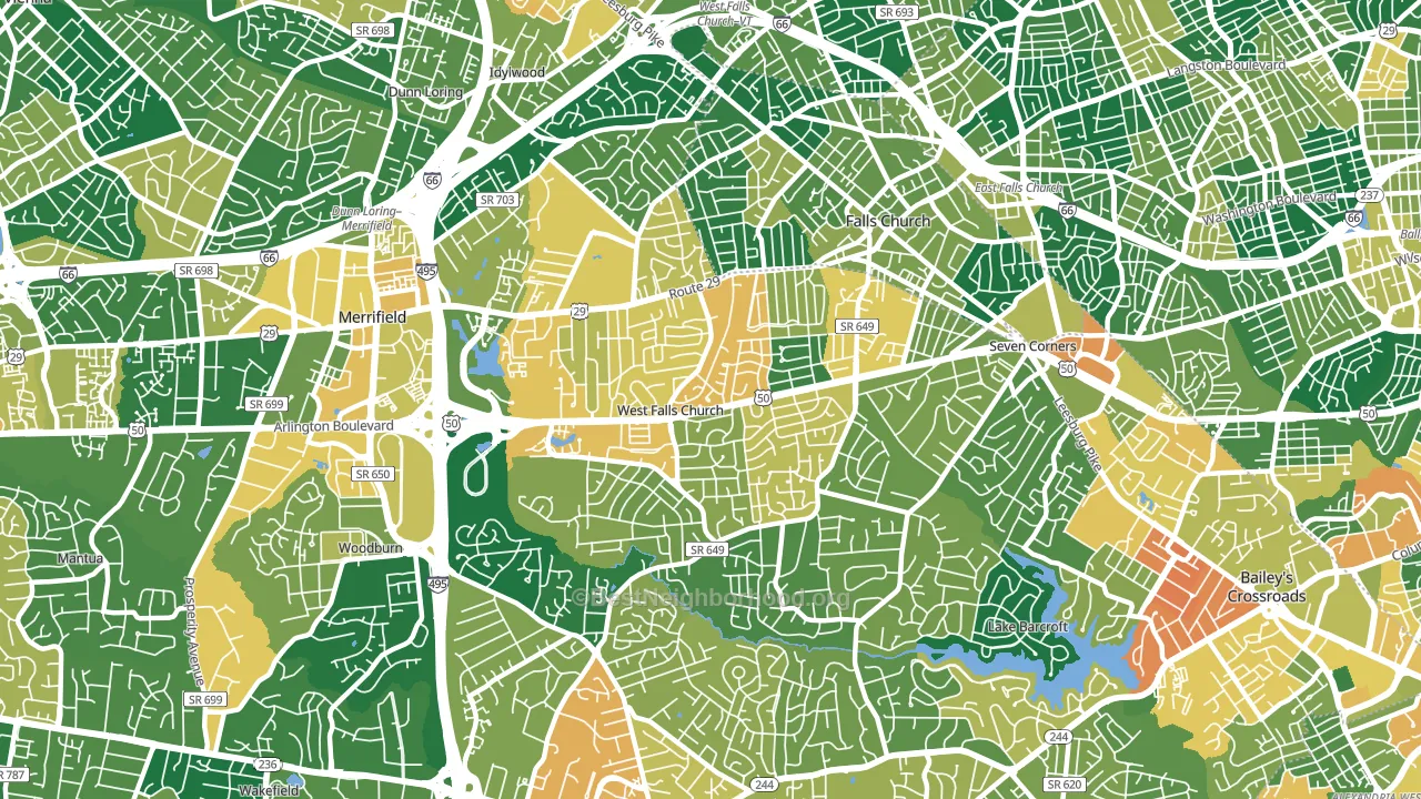 West Falls Church, VA block-group voter-turnout map