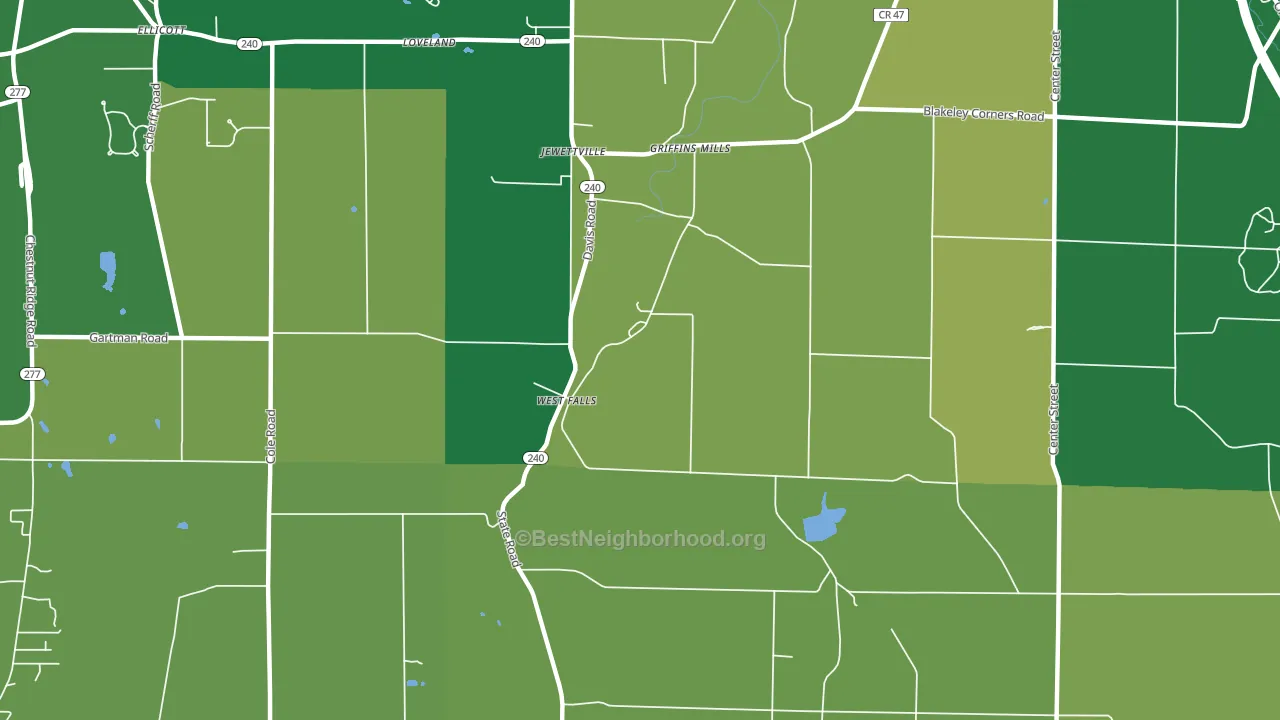 West Falls, NY block-group voter-turnout map