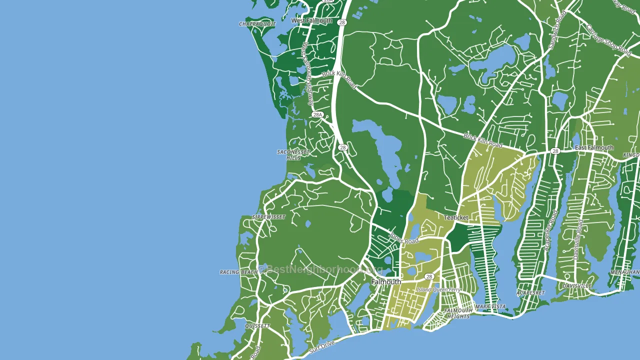 West Falmouth, MA block-group voter-turnout map