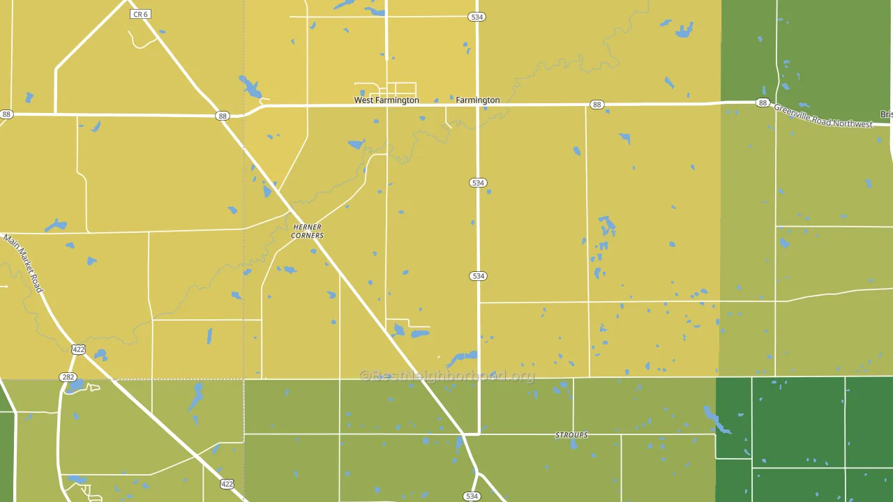 West Farmington, OH block-group voter-turnout map