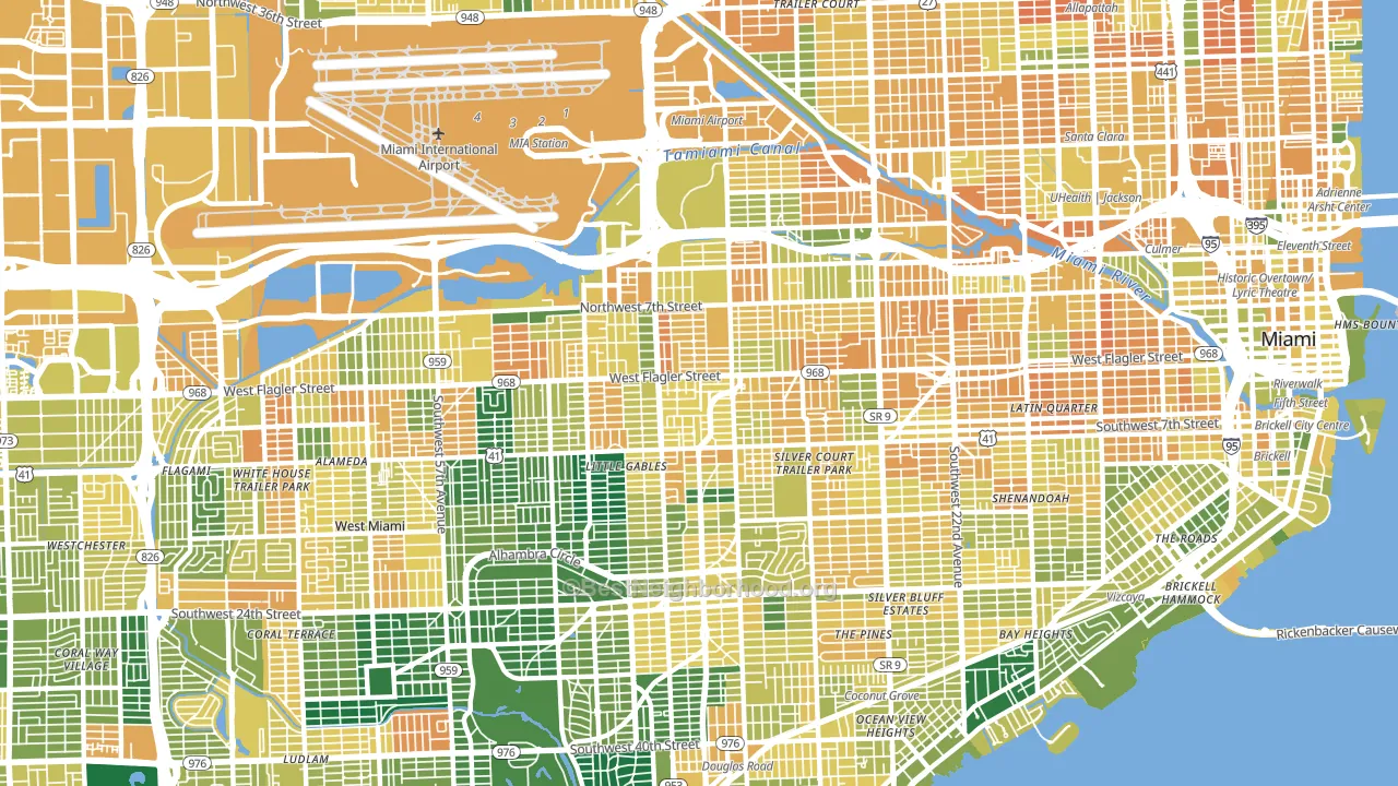West Flagler, Miami, FL block-group voter-turnout map
