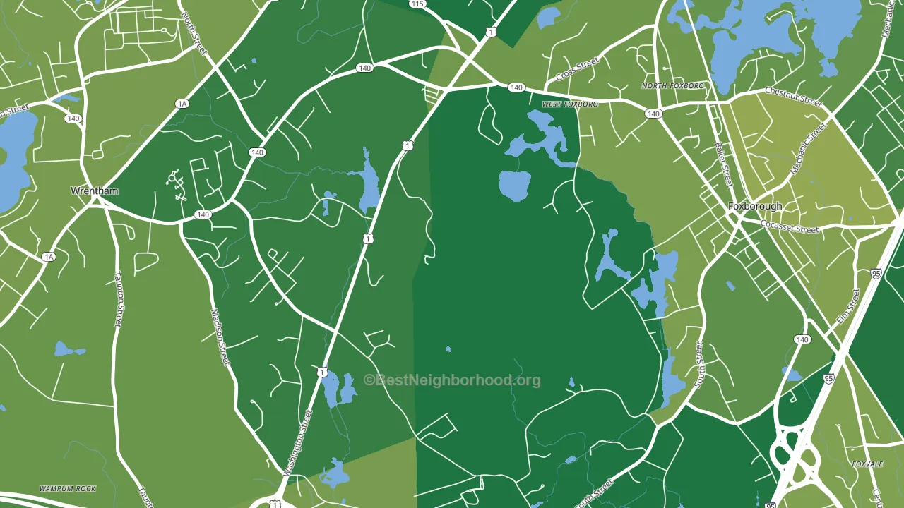 West Foxboro, MA block-group voter-turnout map