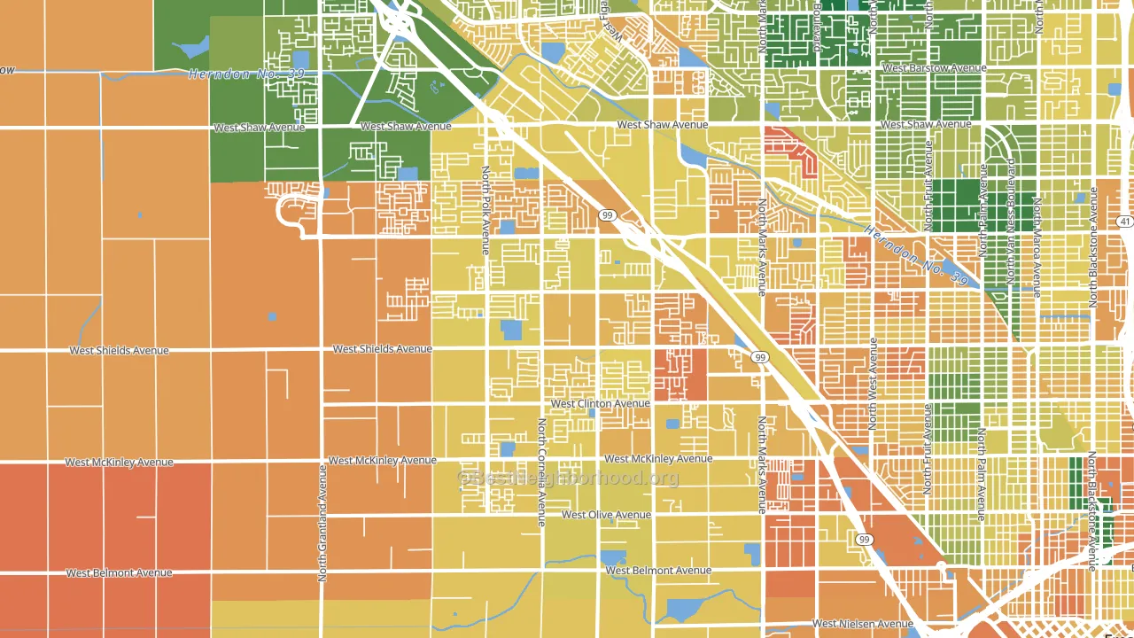 West, Fresno, CA block-group voter-turnout map
