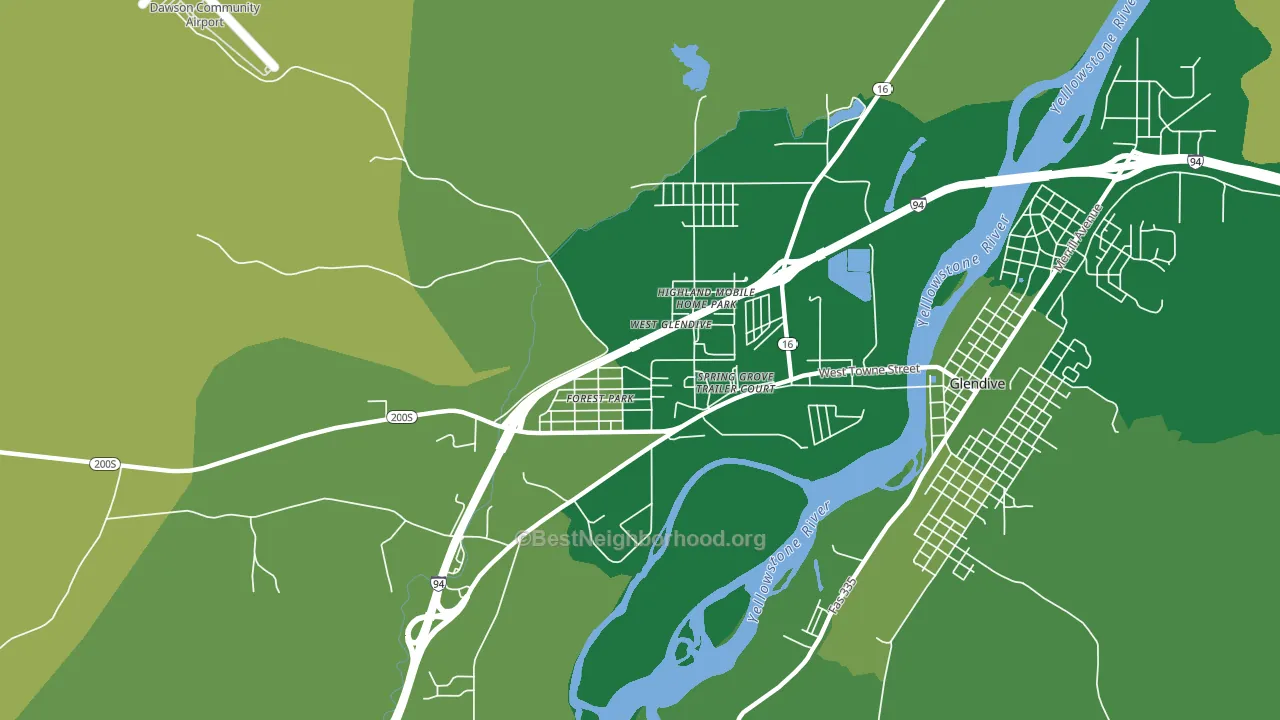 West Glendive, MT block-group voter-turnout map