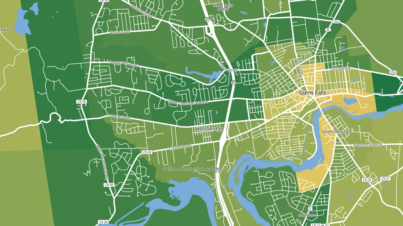 West Glens Falls, NY block-group voter-turnout map