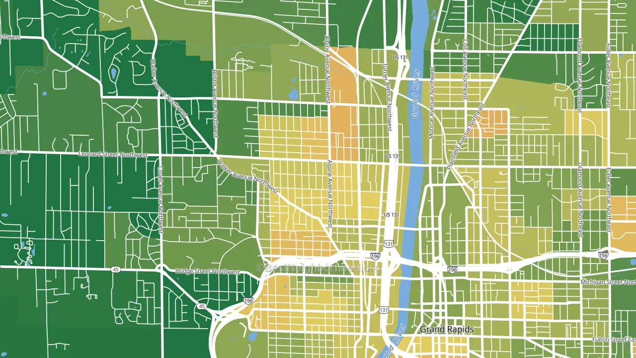 West Grand, Grand Rapids, MI block-group voter-turnout map
