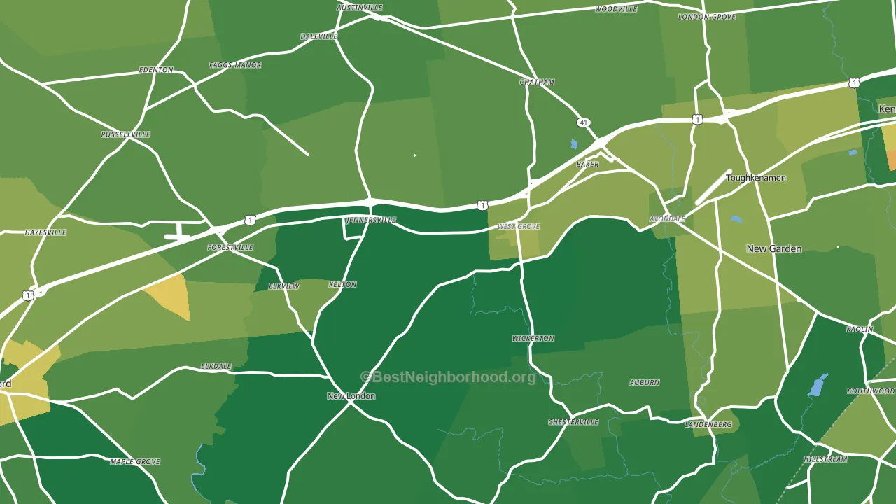 West Grove, PA block-group voter-turnout map