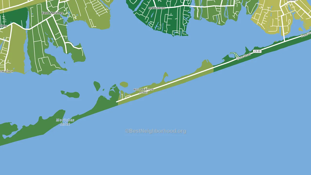 West Hampton Dunes, NY block-group voter-turnout map