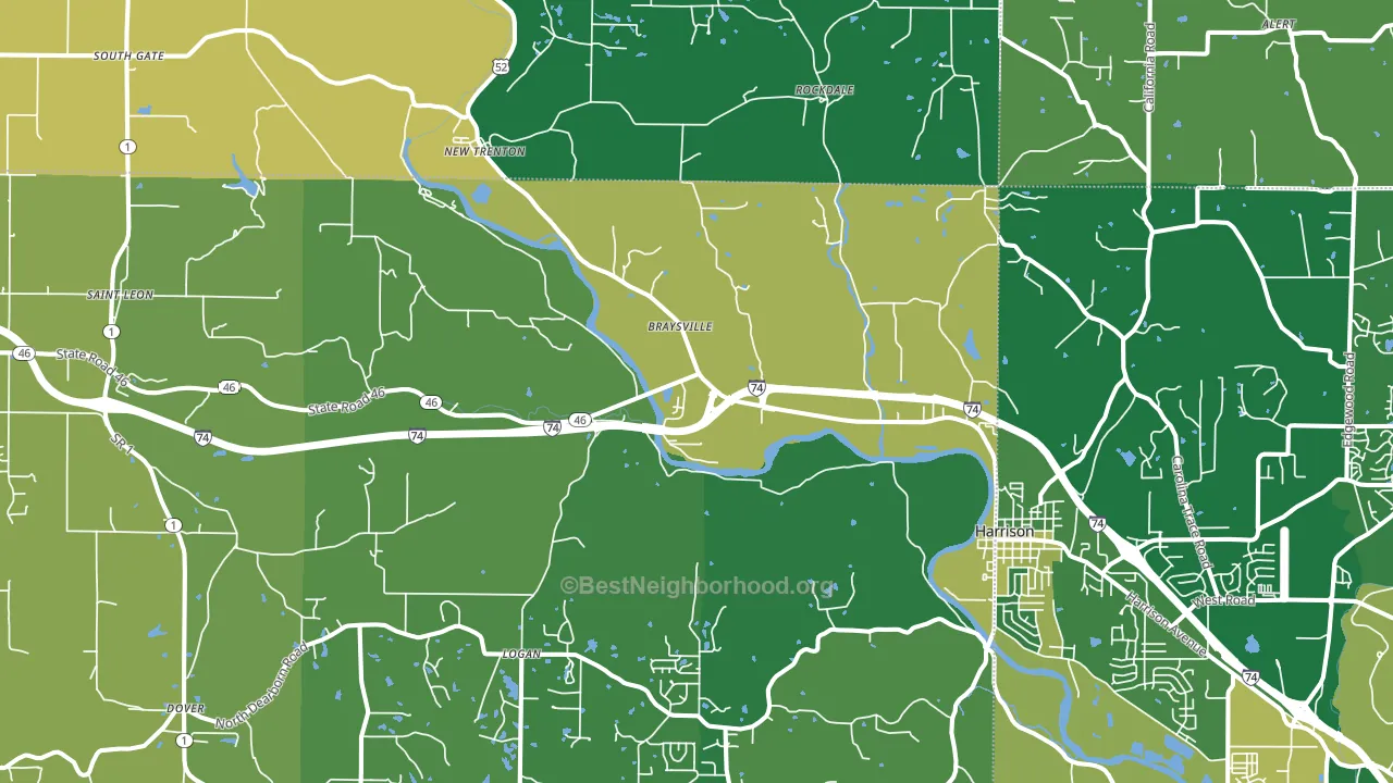 West Harrison, IN block-group voter-turnout map
