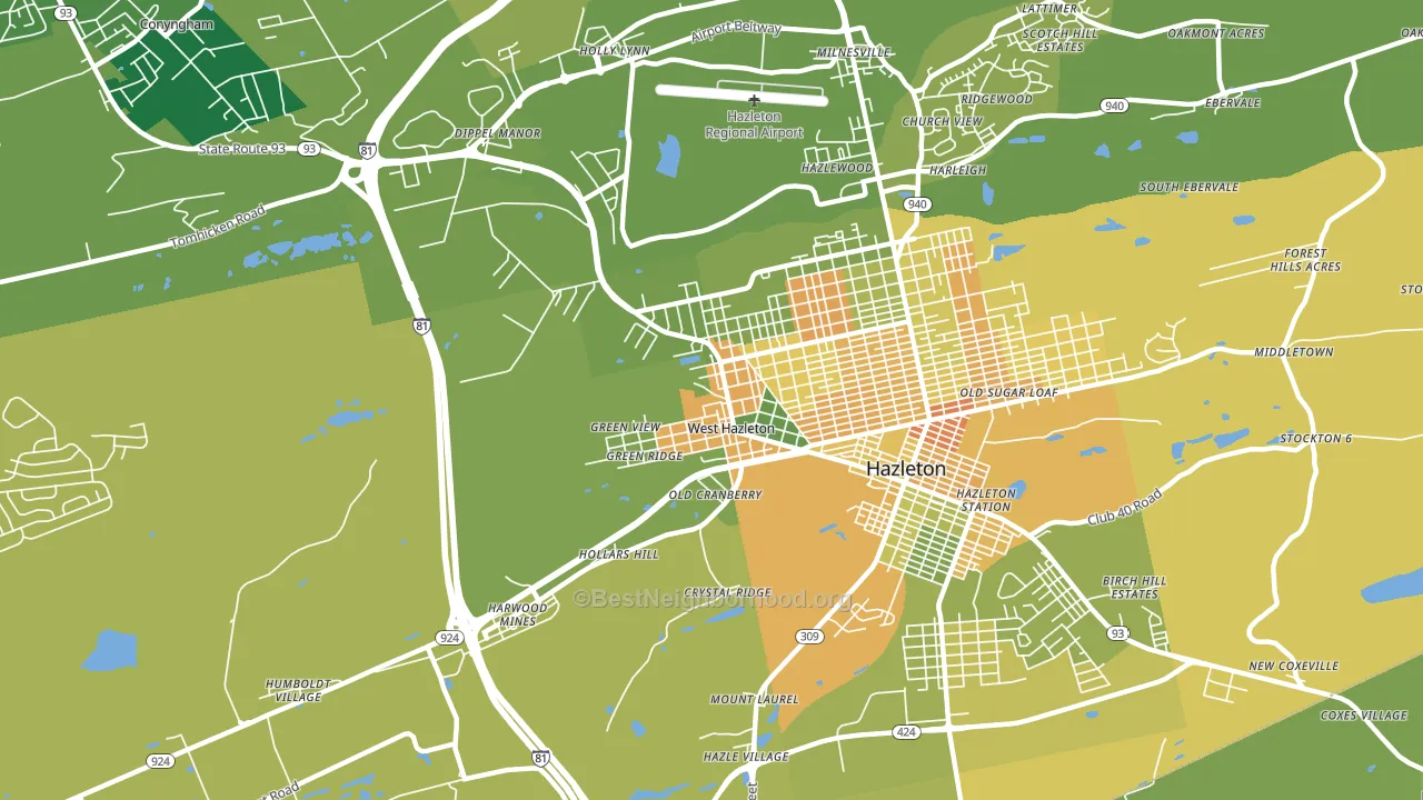 West Hazleton, PA block-group voter-turnout map