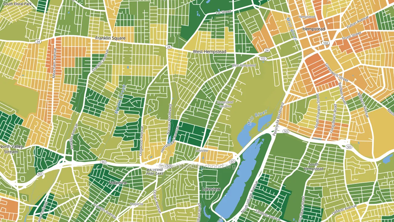 West Hempstead, NY block-group voter-turnout map
