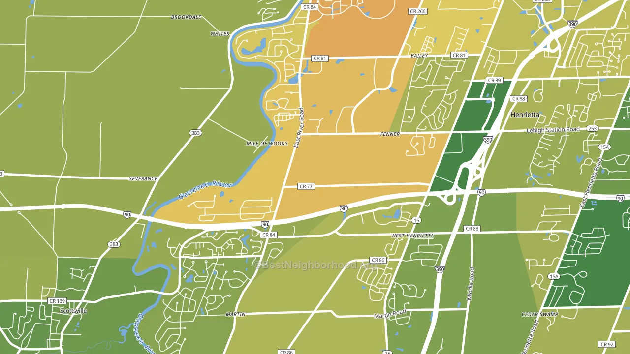 West Henrietta, NY block-group voter-turnout map