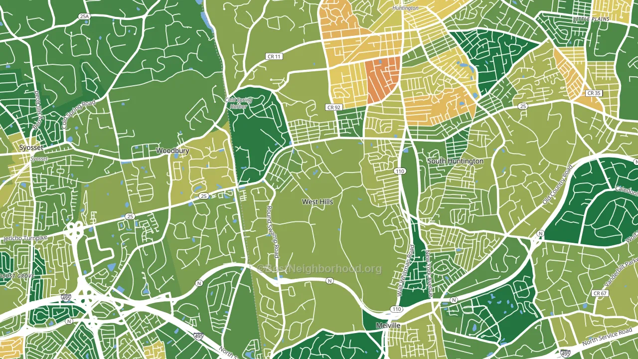 West Hills, Huntington, NY block-group voter-turnout map