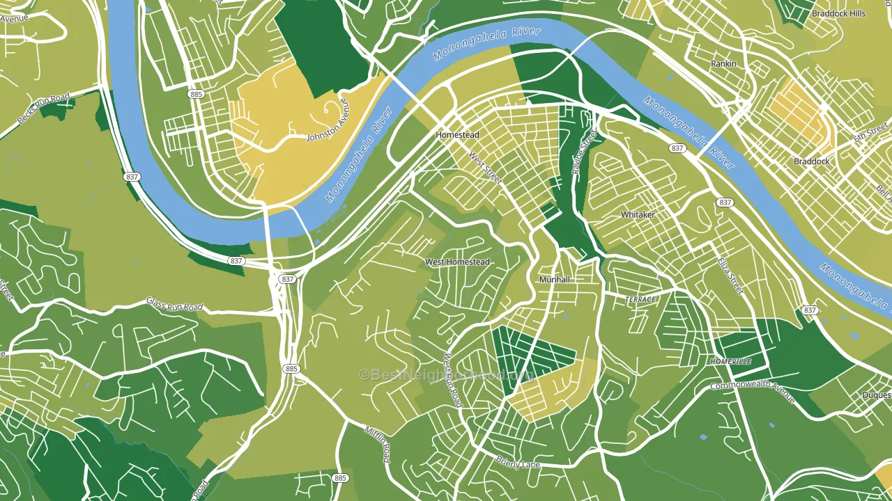 West Homestead, PA block-group voter-turnout map