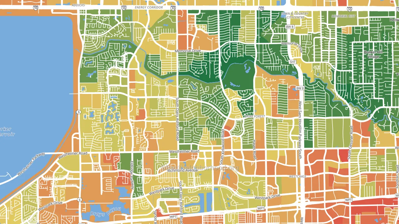 West Houston, Houston, TX block-group voter-turnout map