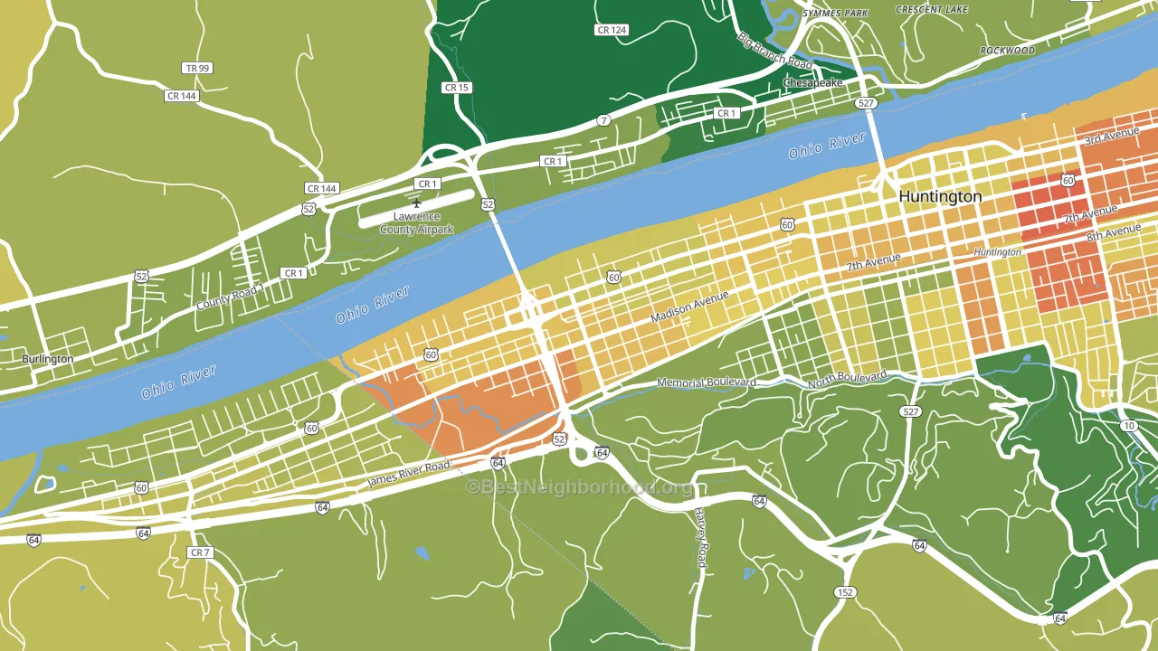 West Huntington, Huntington, WV block-group voter-turnout map